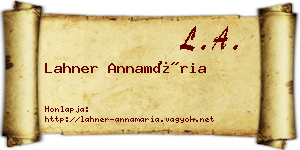 Lahner Annamária névjegykártya